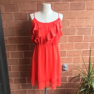 American Eagle Red Strappy Ruffle Top Mini Dress